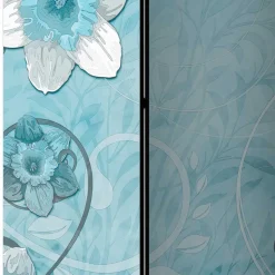Bedruckte Trennwand mit Narzissen Motiv in Blau - Funtana