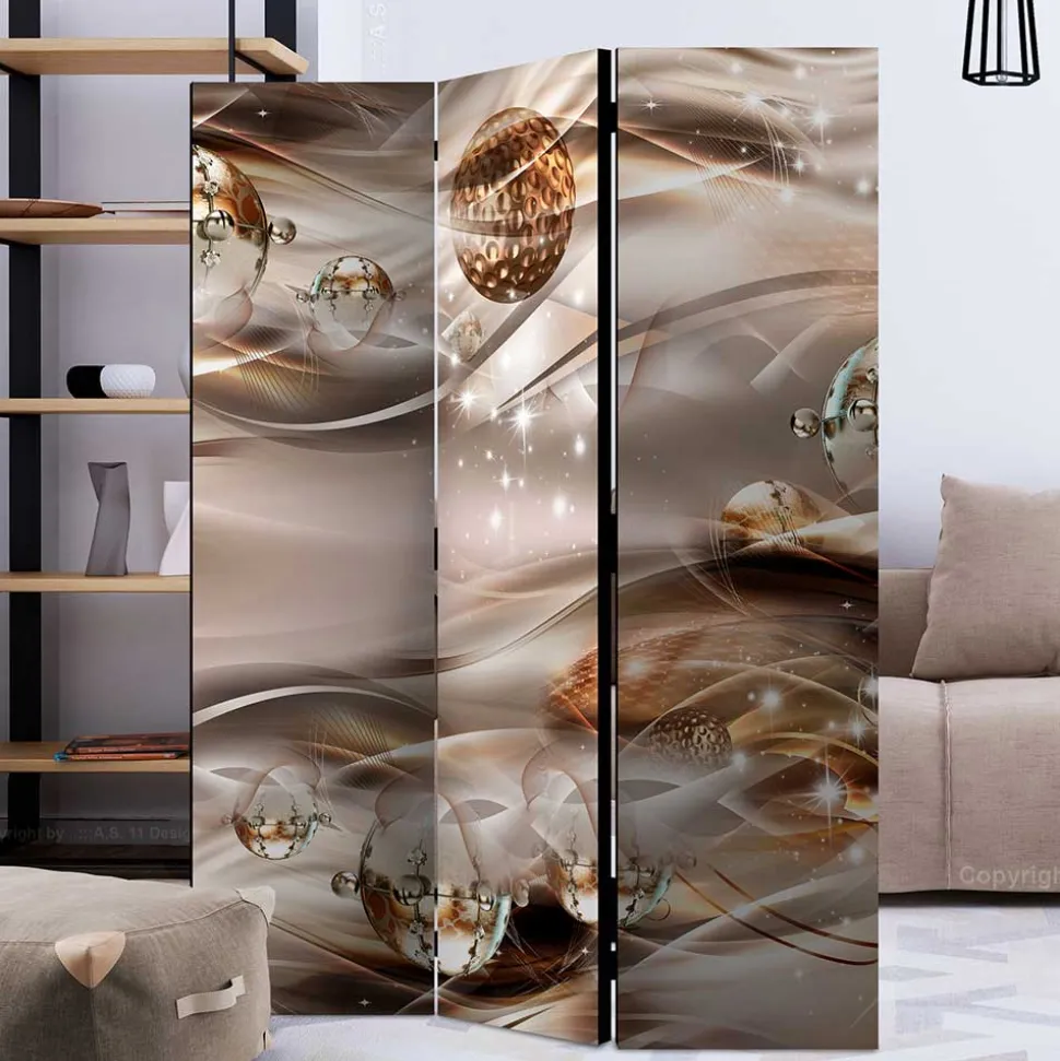 Bedruckter Paravent in Braun & Grau - Vannos