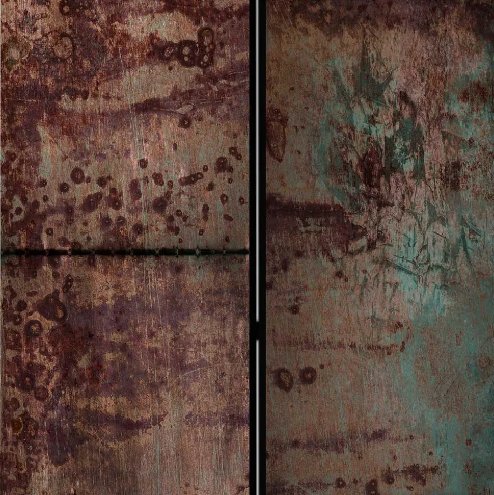 Bedruckter Paravent in Metallstruktur Optik - Save