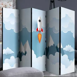 Bedruckter Paravent mit Rakete & Berglandschaft - Kayonar
