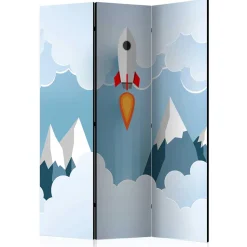 Bedruckter Paravent mit Rakete & Berglandschaft - Kayonar