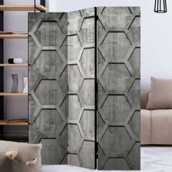 Bedruckter Paravent mit Wabenmuster in Grau - Heavens