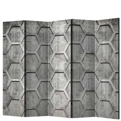Bedruckter Paravent mit Wabenmuster in Grau - Heavens