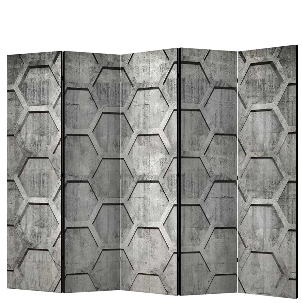 Bedruckter Paravent mit Wabenmuster in Grau - Heavens