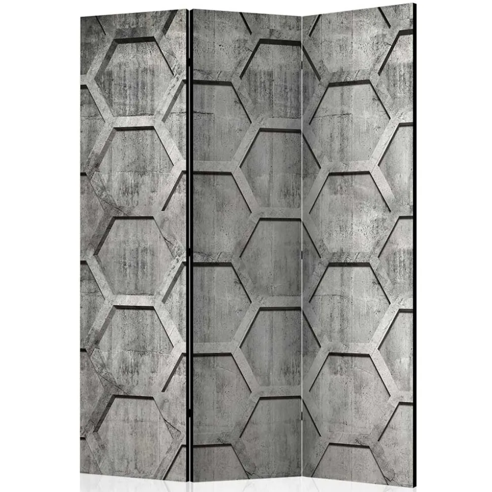 Bedruckter Paravent mit Wabenmuster in Grau - Heavens