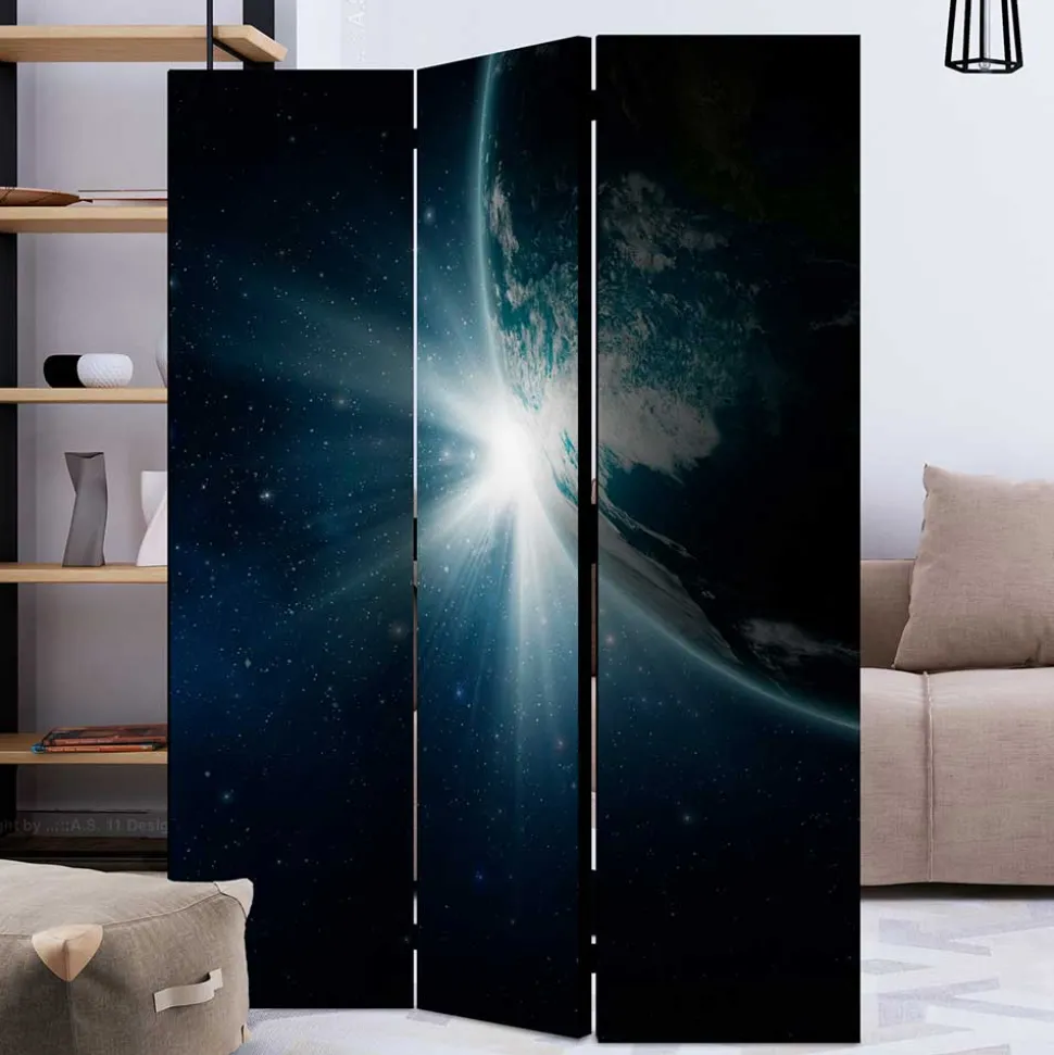 Bedruckter Paravent mit Weltraum Erde Motiv - Novaki