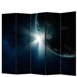 Bedruckter Paravent mit Weltraum Erde Motiv - Novaki