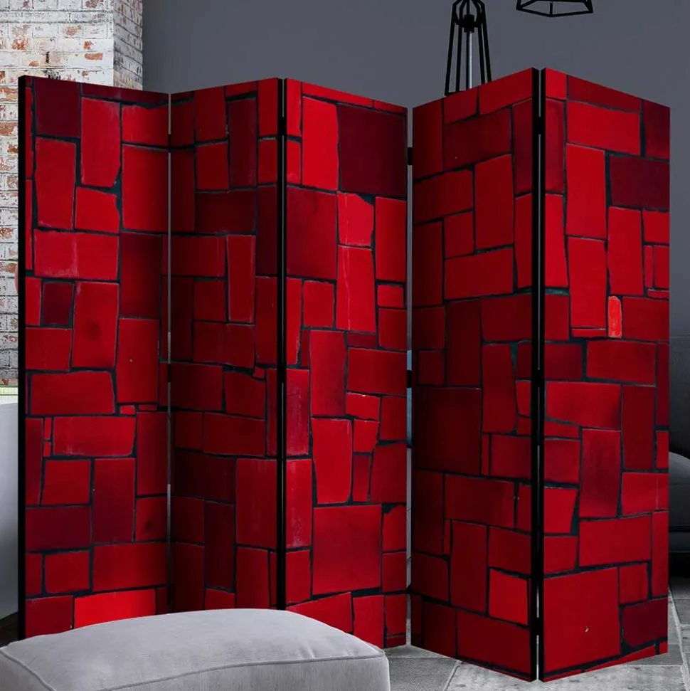 Bedruckter Paravent Rote Mauer - Zerval