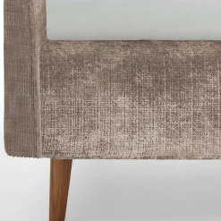 Beigefarbenes Polsterbett mit Bezug aus Boucle - Tudan