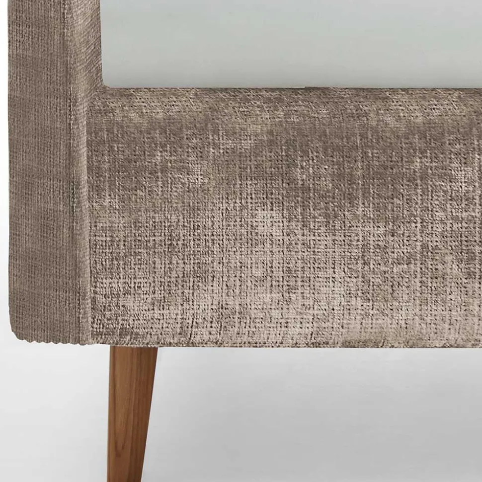 Beigefarbenes Polsterbett mit Bezug aus Boucle - Tudan