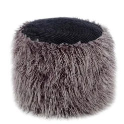 Beistellhocker aus Kunstfell Dunkelgrau - Landeck