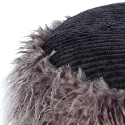 Beistellhocker aus Kunstfell Dunkelgrau - Landeck