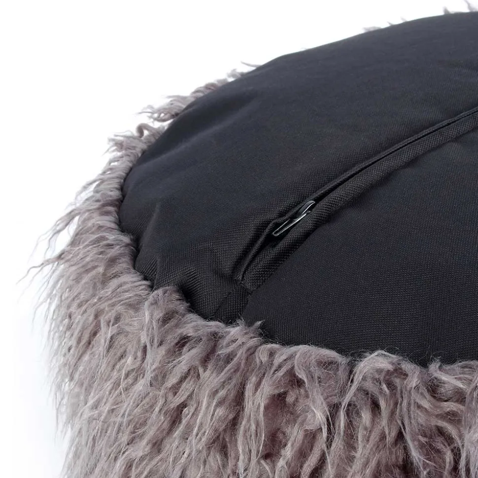 Beistellhocker aus Kunstfell Dunkelgrau - Landeck