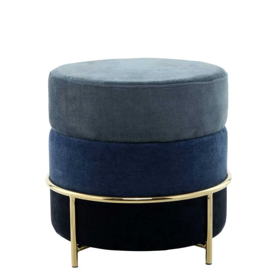 Beistellhocker in Blautönen und Gold - Vadrus