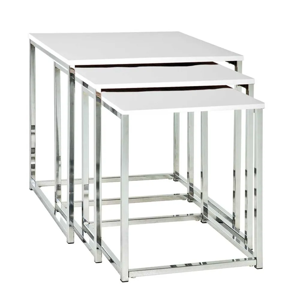 Beistelltisch Atlantis in Hochglanz Weiß (dreiteilig)