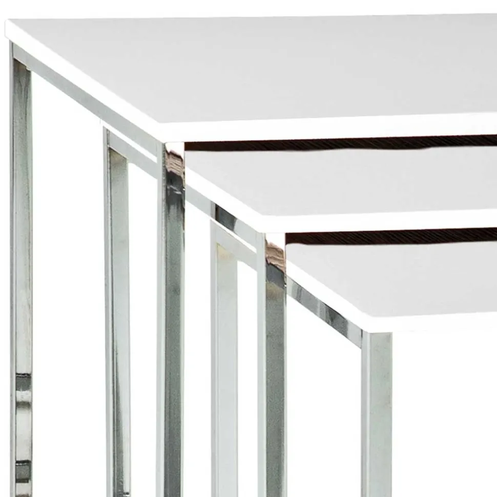 Beistelltisch Atlantis in Hochglanz Weiß (dreiteilig)