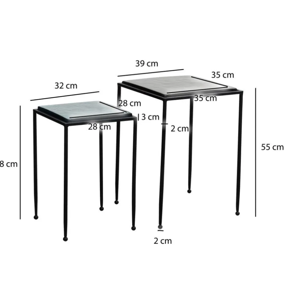 Beistelltisch Duo aus Strukturglas - Zontania (zweiteilig)