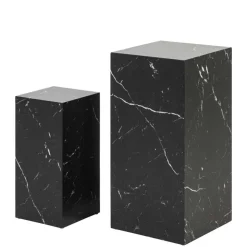 Beistelltisch Duo in Schwarz Marmor Optik - Lavizius (zweiteilig)