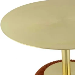 Beistelltisch in Gold mit Cognac Braun - Sambia