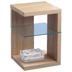 Beistelltisch in Sonoma Eiche Nachbildung Inny mit Zusatz-Glasboden