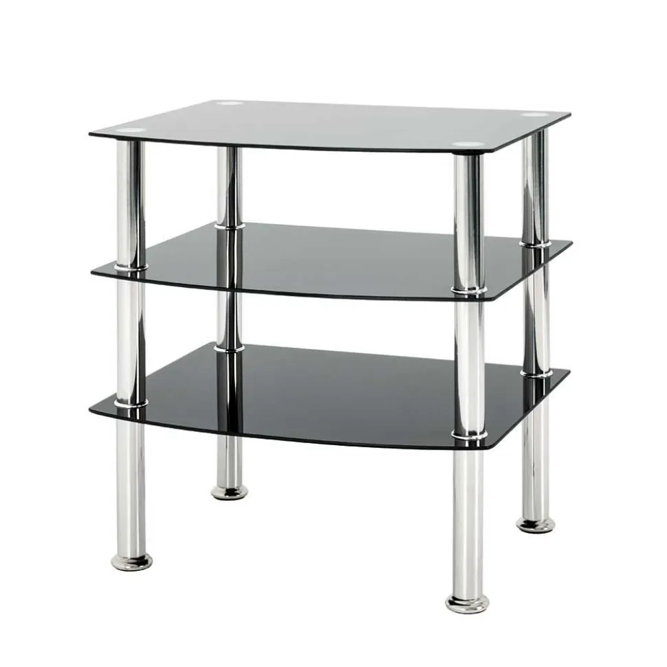 Beistelltisch mit Glas Schwarz Dragomera & Edelstahl