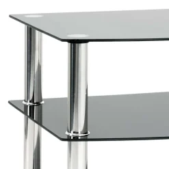 Beistelltisch mit Glas Schwarz Dragomera & Edelstahl