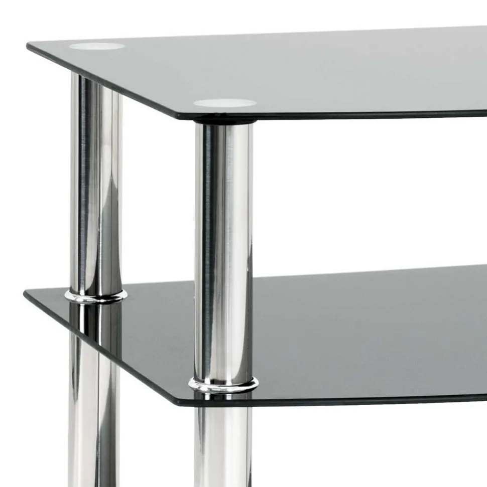 Beistelltisch mit Glas Schwarz Dragomera & Edelstahl