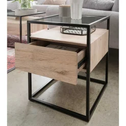 Beistelltisch mit Glasplatte und Stauraum - Vientor