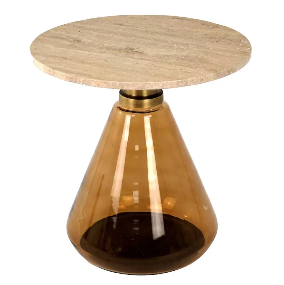 Beistelltisch mit Marmorplatte Hellbraun - Barbarino