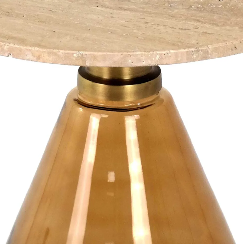 Beistelltisch mit Marmorplatte Hellbraun - Barbarino