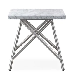 Beistelltisch mit Marmorplatte Weiß Grau - Montao
