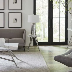 Beistelltisch mit Marmorplatte Weiß Grau - Montao