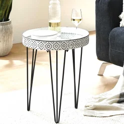 Beistelltisch mit Platte aus Spiegelglas - Elba