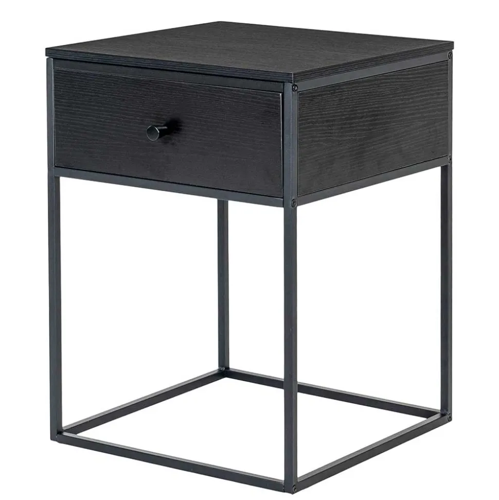Beistelltisch mit Schublade in Schwarz - Esbessa