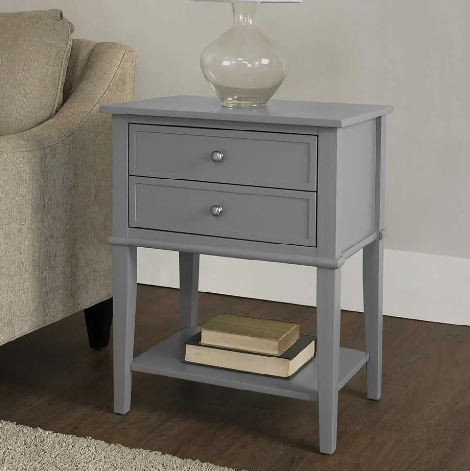 Beistelltisch mit Schubladen in Grau - Lurya