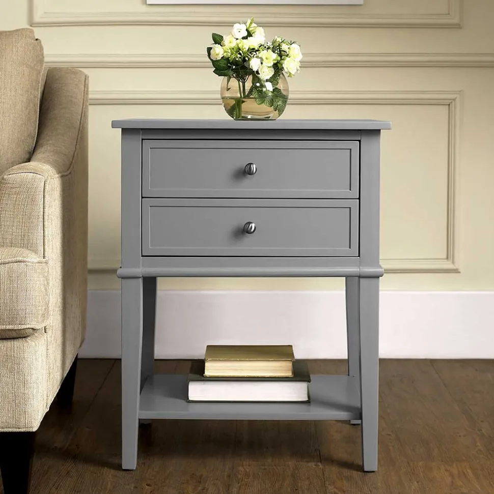 Beistelltisch mit Schubladen in Grau - Lurya