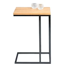 Beistelltisch mit Wildeiche geölt Tanja & Metall Schwarz lackiert