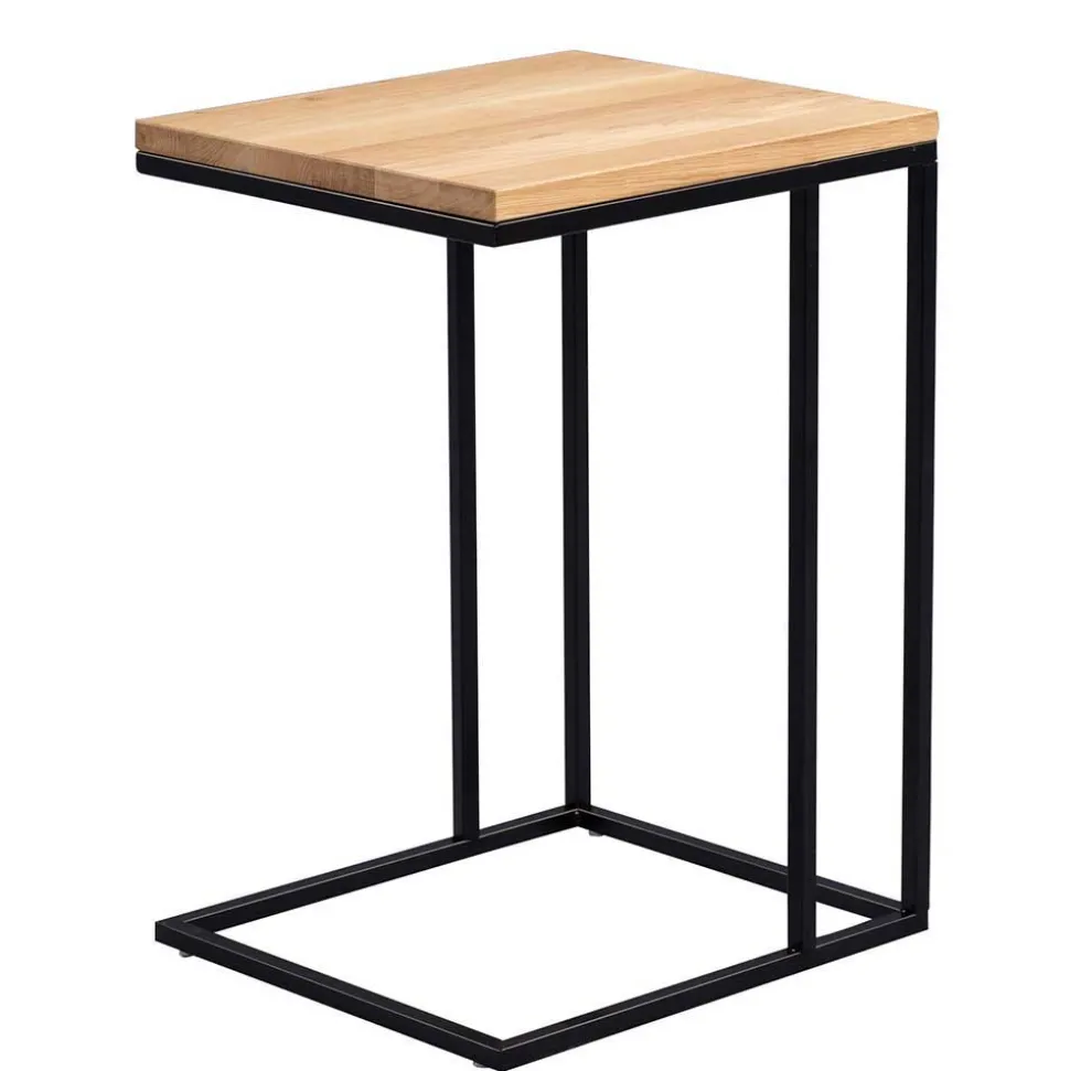 Beistelltisch mit Wildeiche geölt Tanja & Metall Schwarz lackiert