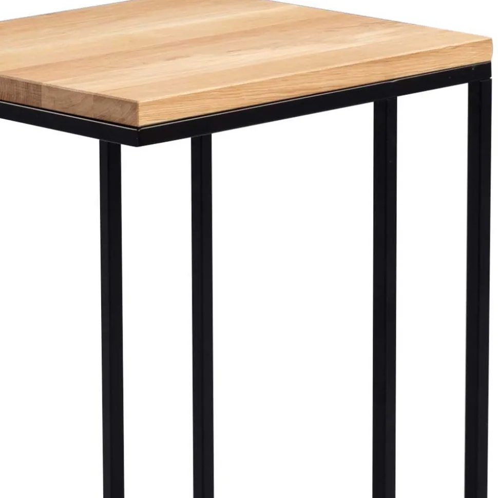 Beistelltisch mit Wildeiche geölt Tanja & Metall Schwarz lackiert