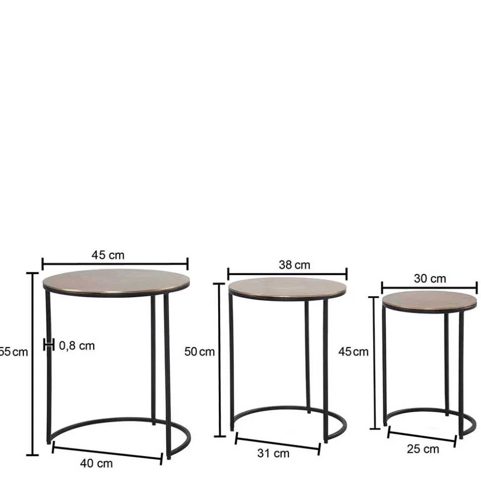 Beistelltisch Trio in Gold - Simorica (dreiteilig)