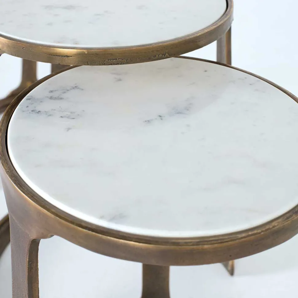 Beistelltisch Trio mit Marmorplatten - Manoja (dreiteilig)