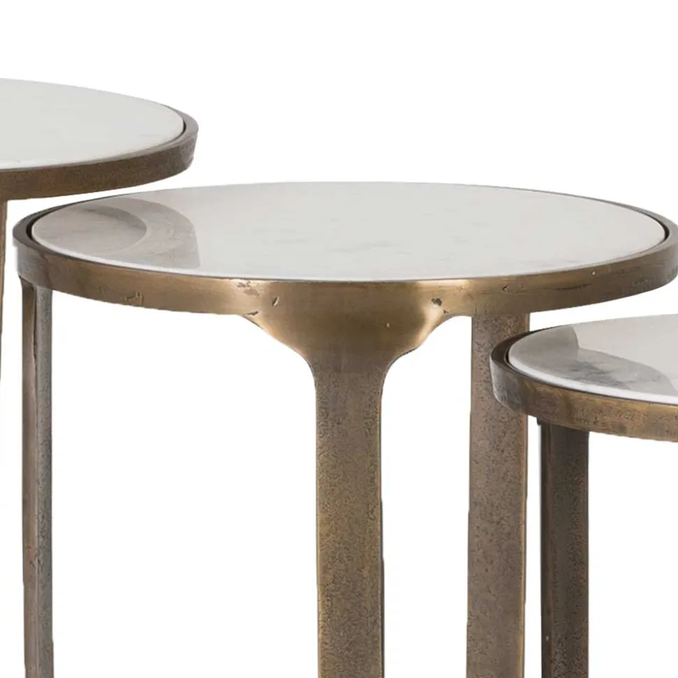 Beistelltisch Trio mit Marmorplatten - Manoja (dreiteilig)