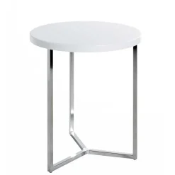 Beistelltischchen in Weiß & Chrom - Ofreda