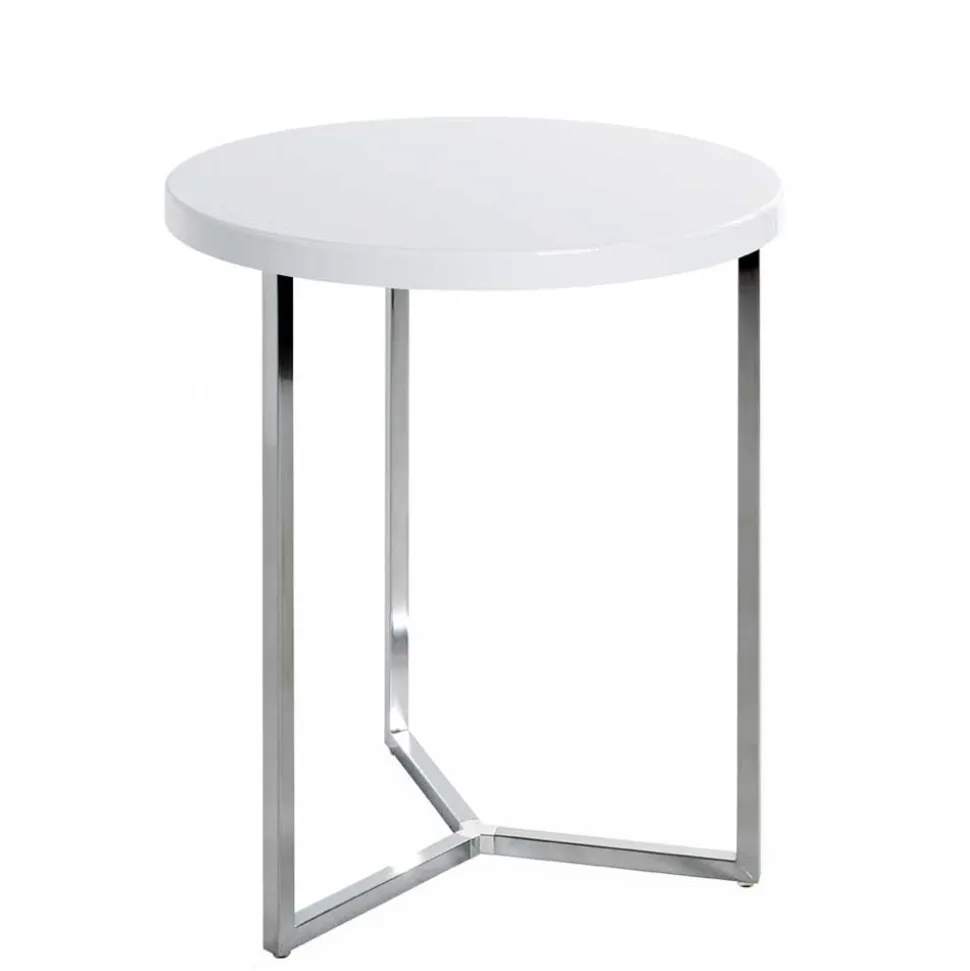 Beistelltischchen in Weiß & Chrom - Ofreda