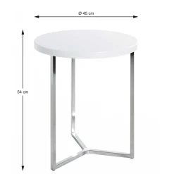 Beistelltischchen in Weiß & Chrom - Ofreda