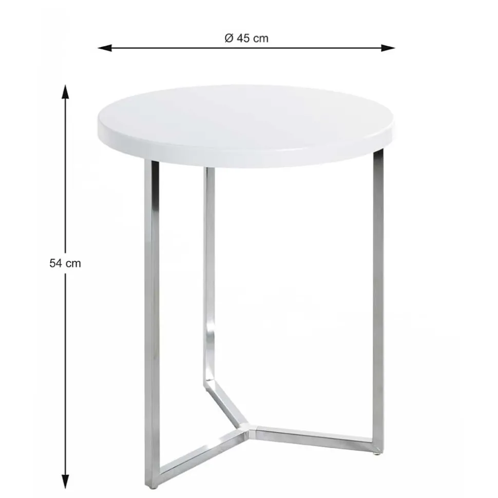Beistelltischchen in Weiß & Chrom - Ofreda