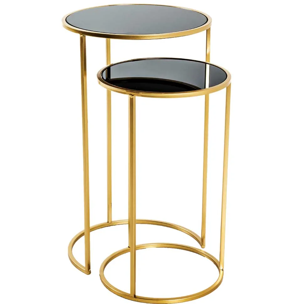 Beistelltische aus Schwarzglas - Ektuala (zweiteilig)