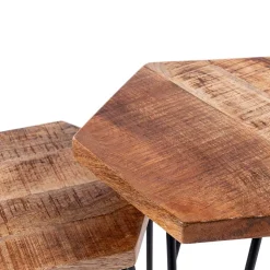 Beistelltische sechseckig aus Mangoholz - Pulaudio (zweiteilig)