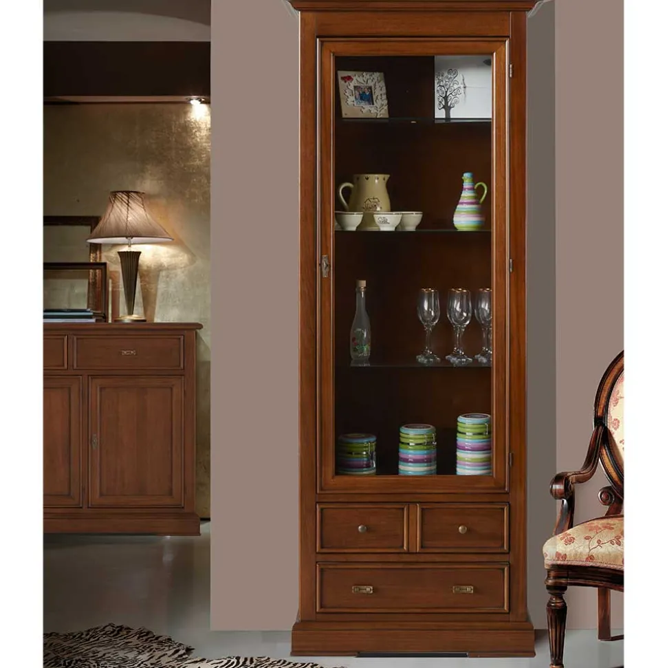 Beleuchtete Vitrine in Walnuss Braun - Istefanio