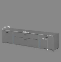 Beleuchtetes TV-Lowboard in Weiß - Tirol